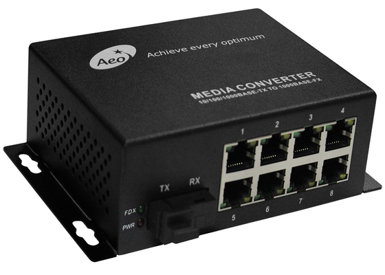 Einmodenfaser Ethernet-Konverter 1 zu Sc-Hafen und zu 8 Ethernet-Anschlüssen