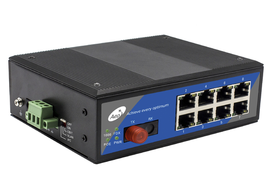 10/100/1000Mbps POE Fiber Switch 0-100km mit 1 Fiber Port und 8 POE Ethernet Ports