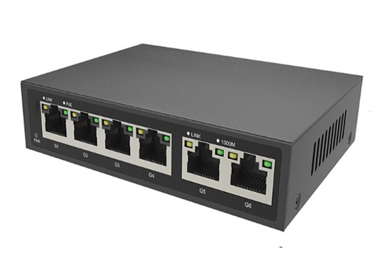 Full Gigabit 6 Port POE Ethernet Switch 1-4 Unterstützung für BT PoE MAX 90W