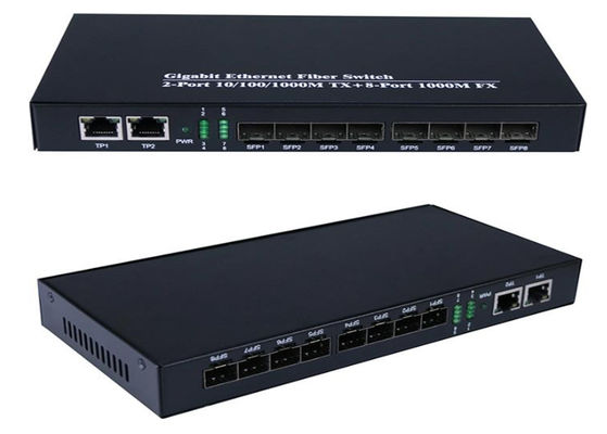 Gigabit-Ethernet-Fiber-Switch 1,25 Gbps 8 SFP-Fiber-Ports und 2 RJ45-Ports