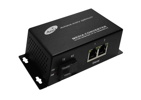 Zwei Ethernet-Anschluss-Handelsmedien-Konverter, Faser-Optikmedien-Konverter-Monomode-