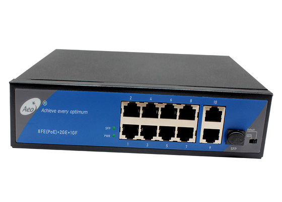 IP40-Ethernet-Glasfaser-Switch Industrielle 1-Gigabit-SFP- und 2-Gigabit-Uplink-Ports und 8 10/100M-POE-Ports