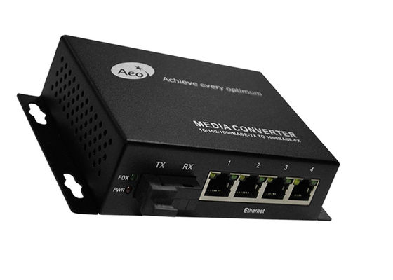 1 Faser 4 Modus-einzelne Faser POE-Hafen-10/100M Media Converter Single