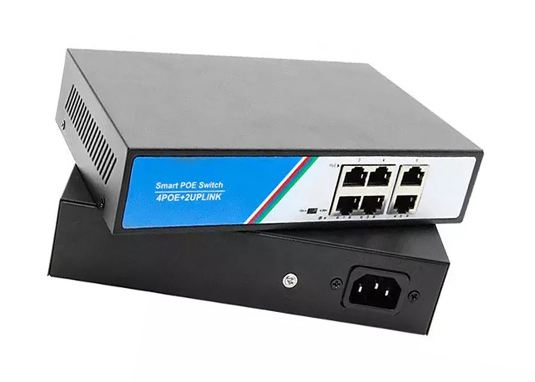 100 / 250 m 10 / 100 / 1000 Mbps 4+2 POE-Switch für IP-Kamerasystem