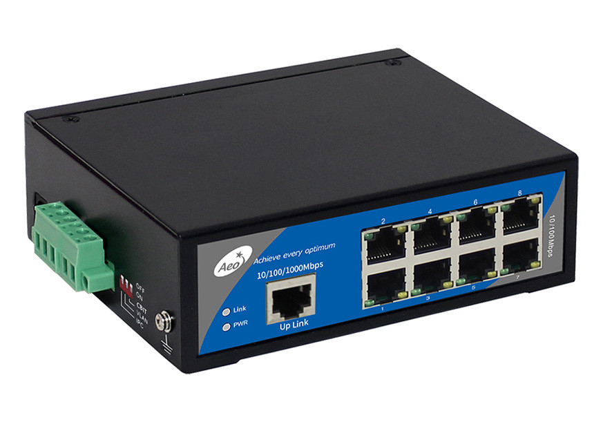 Industrielle 8 Port-POE Schalter mit 8x100M POE Hafen + Uplink-Hafen 1x100Mbps RJ45