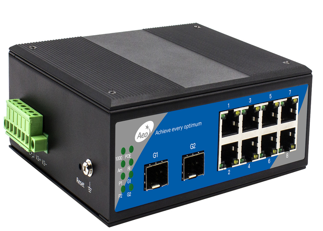 IP40 SFP-Faserschalter Speicher und Weiterleitung mit 2 SFP-Slots und 8 Ethernet-Ports