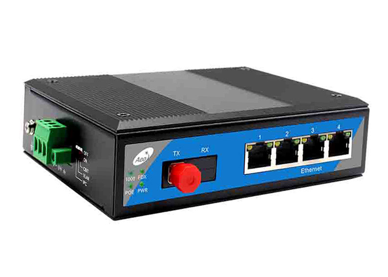 100 km Übertragungsdistanz POE-Schalter mit vollen Gigabit 1 Faser und 4 POE-Ethernet-Ports