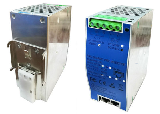 DIN-Rail Industrial 10G 90W 802.3bt PoE++-Injektor mit AC+DC-Doppelstrom