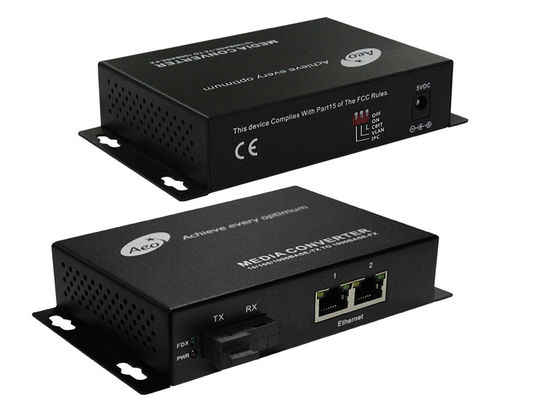 Zwei Ethernet-Anschluss-Handelsmedien-Konverter, Faser-Optikmedien-Konverter-Monomode-